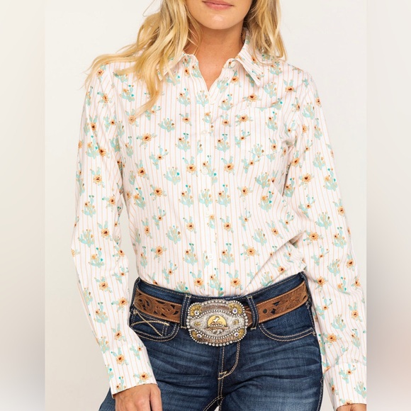 Ariat Tops - Ariat Cactus Blossom Kirby Stretch Long Sleeve Button Down Shirt Sz M
